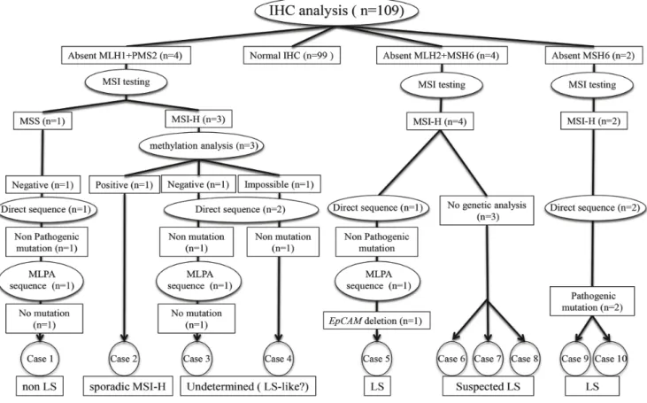Fig. 1. Flow chart of screening andt identiﬁ cation for LS by immunohistochemistry (IHC) ﬁ rst approach.