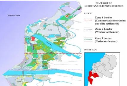 Figure 6. Spatial zone of new metropolitan areas of Metro Tannjung Bunga 