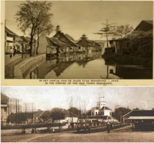 Figure 1. Havenkanal development, Semarang estuary into  two, from atlas mutual heritage 1753 and KITLV 1917 