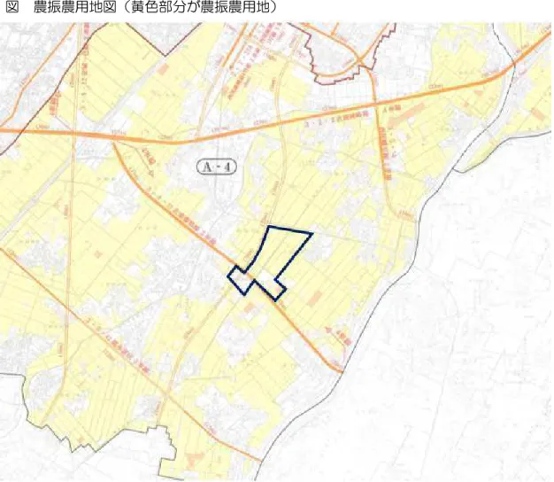 図  農振農用地図 黄色部分 農振農用地