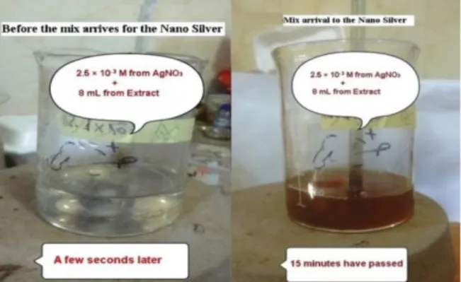 Figure  3.  The  image  of  the  mixture  before  and  after  the  Nano-silver. 