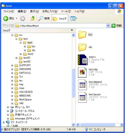 図  プロジェクトが作られた様子をエクスプローラで見る。