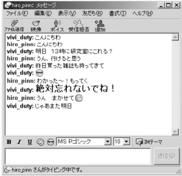 図 4 Yahoo メッセンジャー会話画面