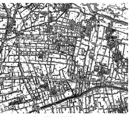 図 4　蛭池・侍島付近 （昭和 52 年）図 3　蛭池・侍島付近　 （昭和 22 年）機具の普及率は福岡県のそれを下回るが，電動機の使用率は上回っており，特に電動耕耘機の利用が目立つと指摘されている。5-3　土地改良　かつて田は 1 枚 10a 以下の狭いものがほとんどで，形状もいびつであった。そうした中で昭和 24 年（1949）施行の土地改良法に基づき福岡県が計画した農地交換整備事業を受けて大木町の旧三村でも昭和 26 年（1951）から農地の交換分合が進められた。交換分合は，農地を他集落と交換して自集