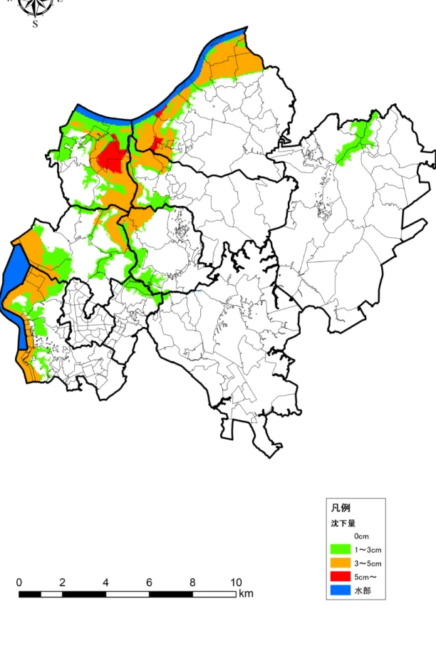 図 3.4.9  液状化沈下量（B.成田空港直下地震） 