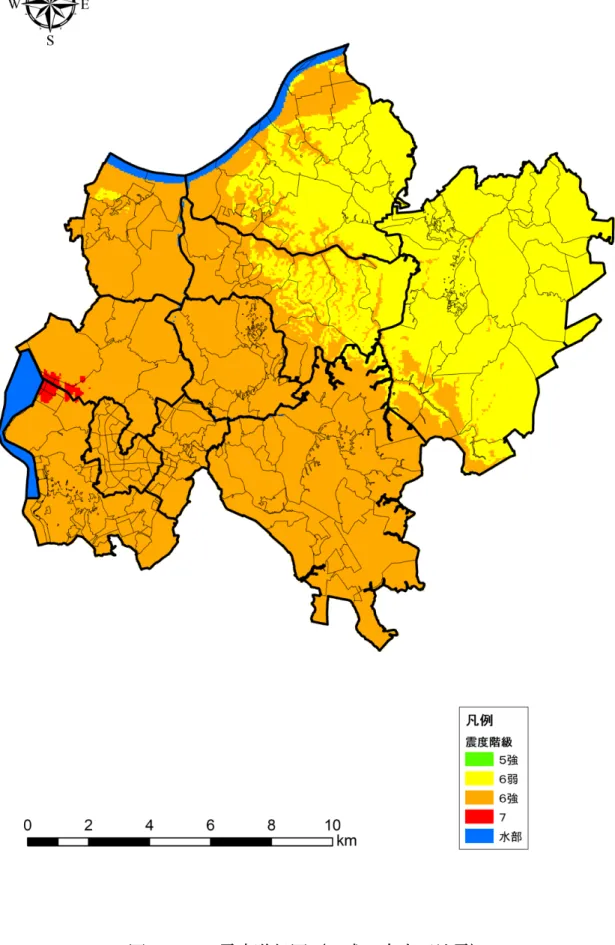 図 3.3.5  震度階級図（D.成田市直下地震） 