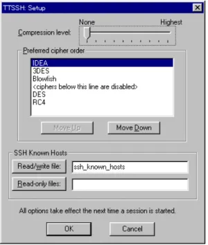 図 12. SSH の Setup ウィンドウ 1