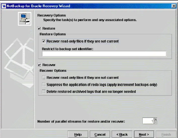 図 3: 「NetBackup Oracle  Recovery Wizard」の「Recovery Options」画面により、リストアとリカバリの様々な選択が可能になります 