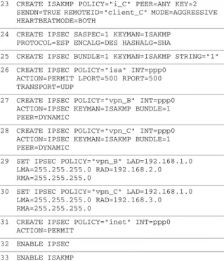 表 13.6.4 設定スクリプトファイル 拠点 A  1 SET SYSTEM NAME=A