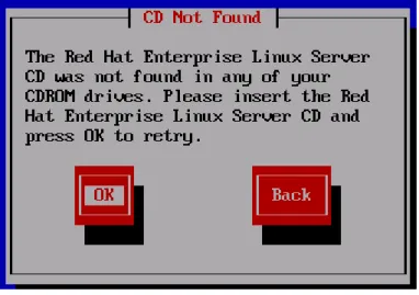 図 3-8 の画面で CD-ROM ドライブの CD-ROM を「インストール CD １」に交換します。 OK が選 択されていることを確認して Enter キーを押します。