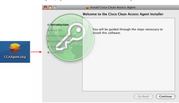図 13-34 CCAAgent.pkg  をダブルクリックし  Clean Access Agent Installer  を起動