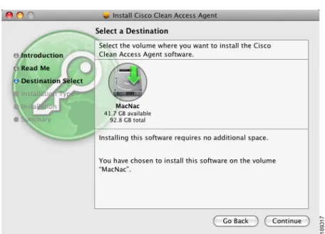 図 13-36 Mac OS X Agent  のインストール： Select a Destination
