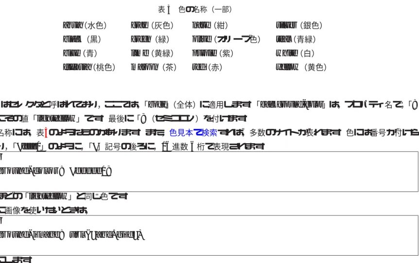 表 3 色の名称（一部）