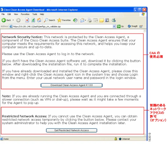 図 10-2 Clean Access Agent Download ページ