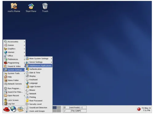 図  1  X 環境でのメニュー起動画面例  (RHEL 3 for AMD64) 