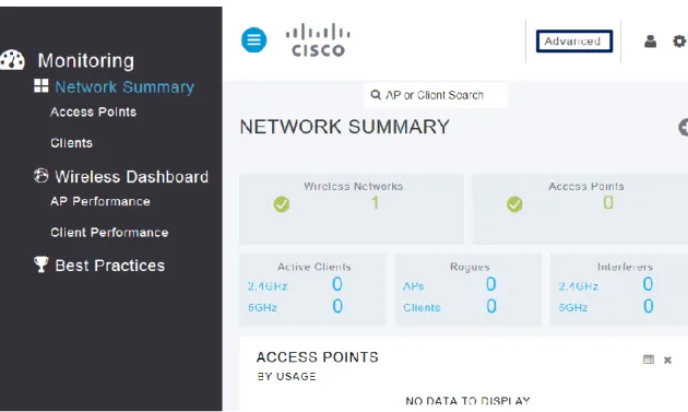 図  31  ワイヤレスコントローラサマリー画面  (2)  セットアップウィザードで設定した SSID 名の左にある数字を押す。 