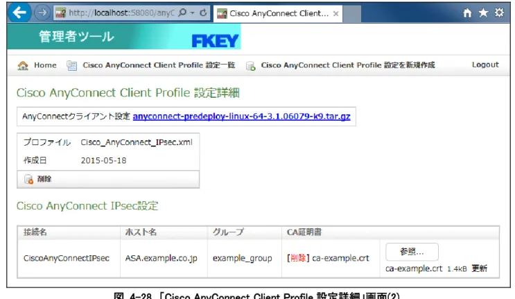 図  4-28  「Cisco AnyConnect Client Profile 設定詳細」画面(2) 