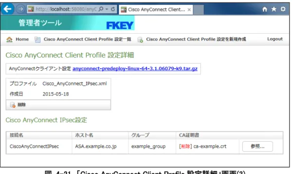 図  4-21  「Cisco AnyConnect Client Profile 設定詳細」画面(3) 