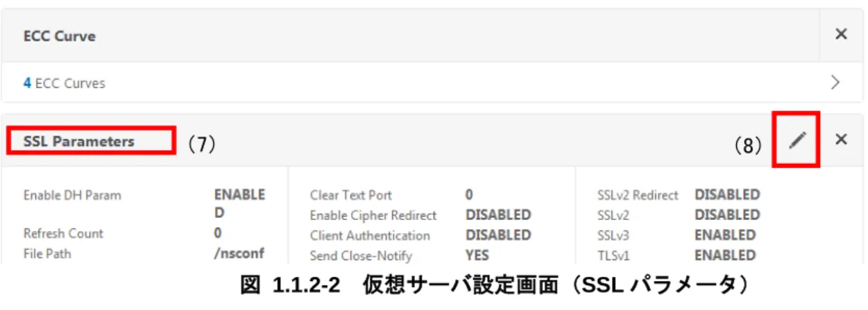 図  1.1.2-2  仮想サーバ設定画面（SSL パラメータ） 