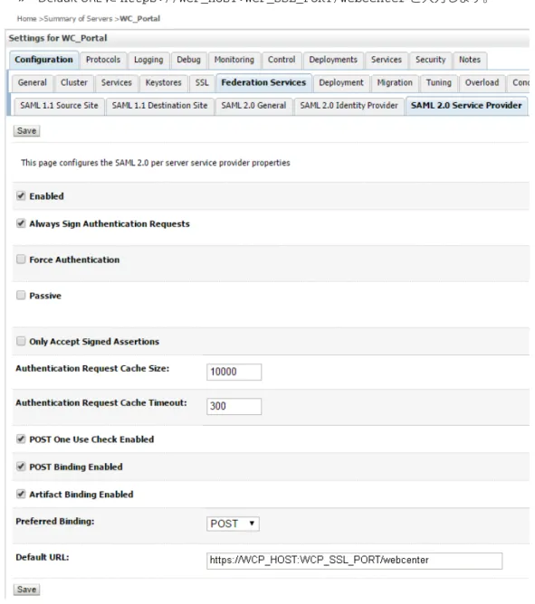 図 10：SAML 2.0 サービス・プロバイダのサービスの構成 