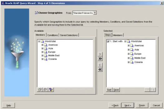 図 9 ： Oracle Spreadsheet Add-In Query Builder -  ディメンション・メンバーの手動選択