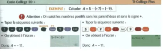 図 1 電卓の使用問題例 4.2 内容の比較 日本とフランスにおいて，中学卒業時点で学ぶ領域に大 きな差はないが，学ぶ順序に違いが多く見られた． 「数と 計算」の範囲で例を挙げると，日本では小学校で扱われる 「分数の和・差・積」を第 5 級（中 1 ）で， 「正負の数を含 む分数の四則演算」を第 4 級（中 2 ）で， 「既約分数」 ・ 「最 大公約数」を第 3 級（中 3 ）で扱う． 「分数」が初めて扱わ れるのは小学校 5 年目であり，分数学習に 5 年間かけてい ることになる． 「文字式」は日本よりも