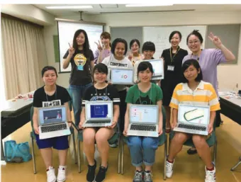 図 -2　第 1 回 Coderetreat for girls の様子 図 -3　夏の学校での Scratch 入門の様子