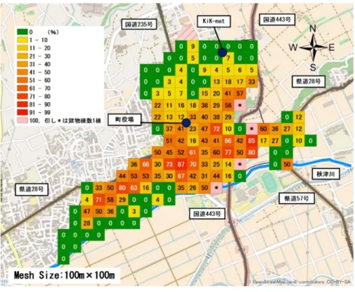 図 8  被害レベル D4 以上の建物の分布 