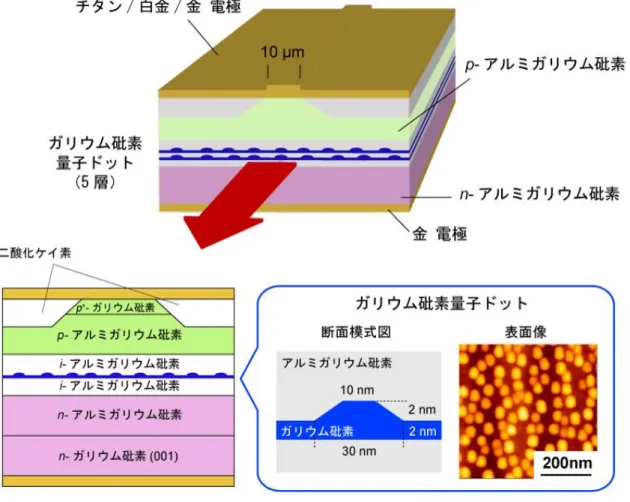 図 3：量子ドットレーザー構造の模式図 