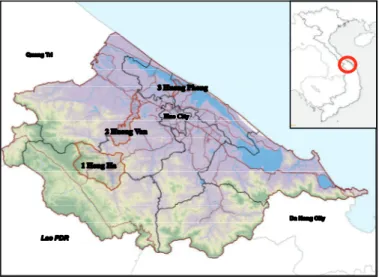 Figure 1. Map of three sites in Thua Thien Hue province 