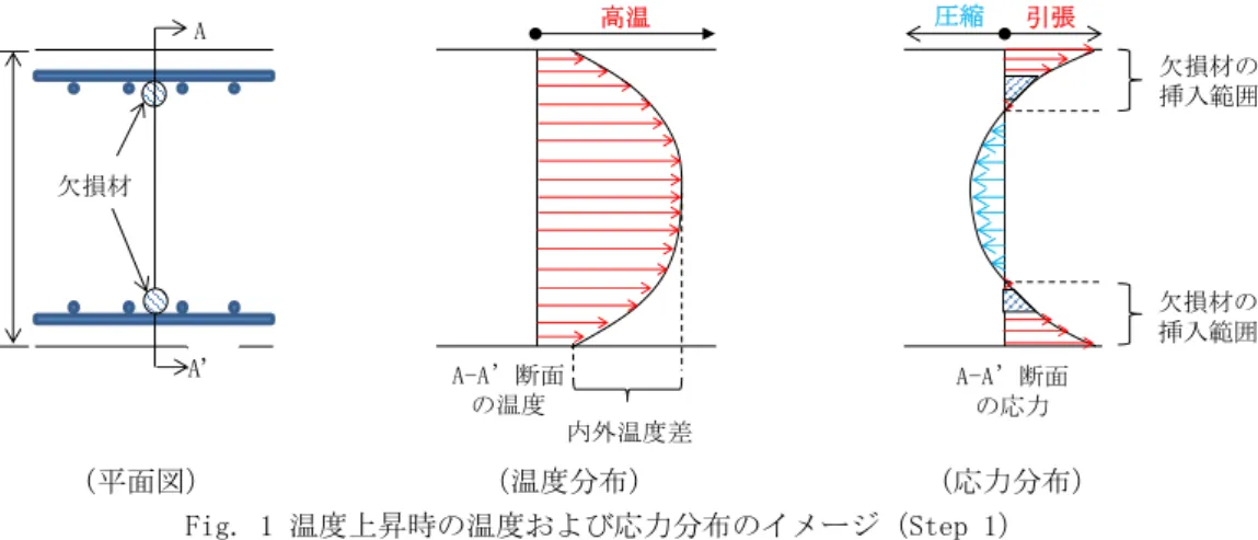 Fig. 2 温度降下時の温度および応力分布のイメージ（Step 2） 