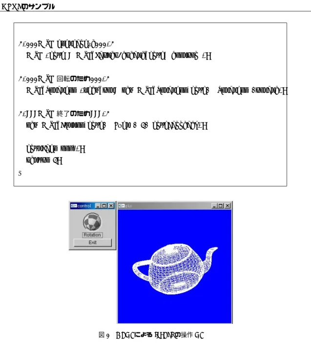 図 5 GLUI による teapot の操作 UI