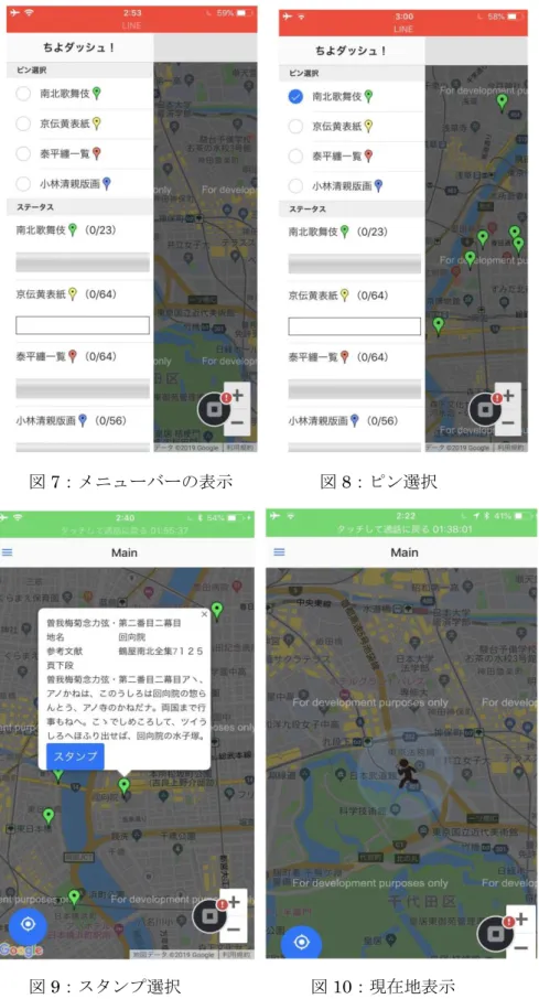 図 7：メニューバーの表示                  図 8：ピン選択 