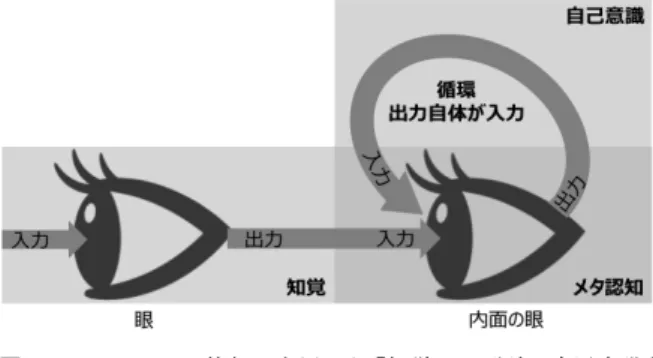図 1  ハンフリーの枠組みを用いた「知覚─メタ認知─自己意識」