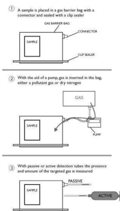 Figure 4 shows an overview of the method:  ᬅ The sample is placed in a gas-barrier-bag