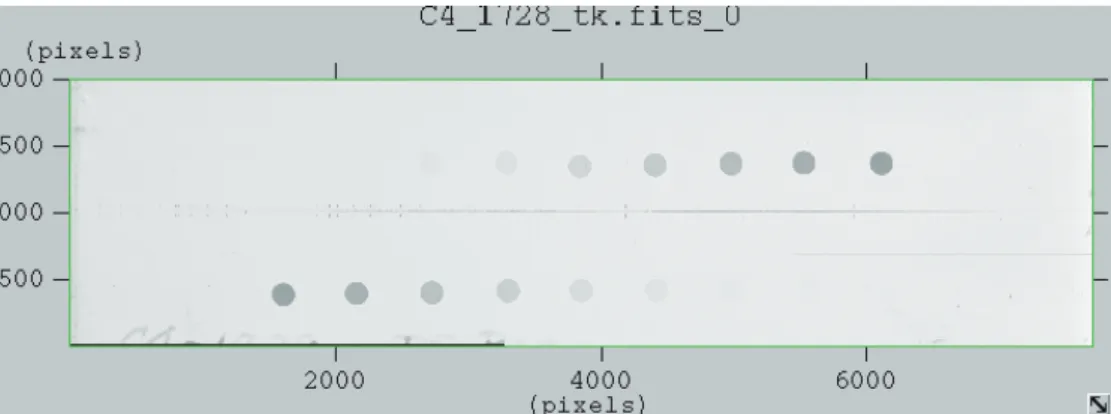 図 5：ガラス乾板資料の例（資料名：DS Peg.のスペクトル）  4．Dublin Core を用いた天文学研究資料へのメタデータ付与  本研究では天文学研究資料情報の記述のために，ネットワーク上の文献等の情報記述を 目的に定義されたDublin Coreメタデータ（以下，DC） 4 へ対応させることを試みた．その理 由は以下の 3 点である．  1