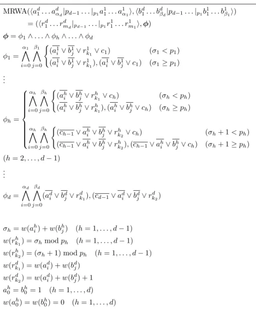 図 2: Mixed Radix Weighted Totalizer の計算手続き（加算器）