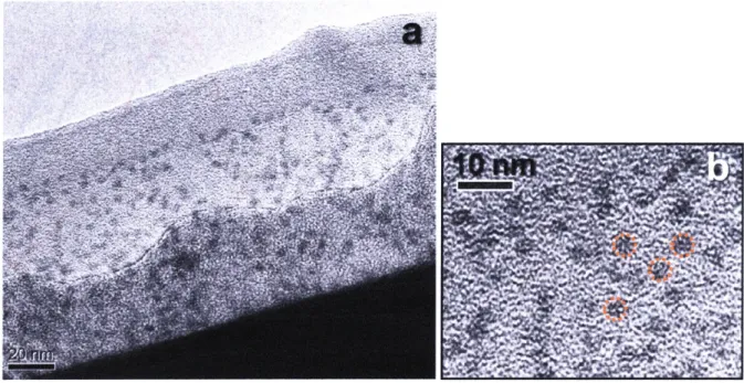 Figure 2.7 TEM images ofCdTe QDs capped with OA/TOP at }ager scale (a) and smaller
