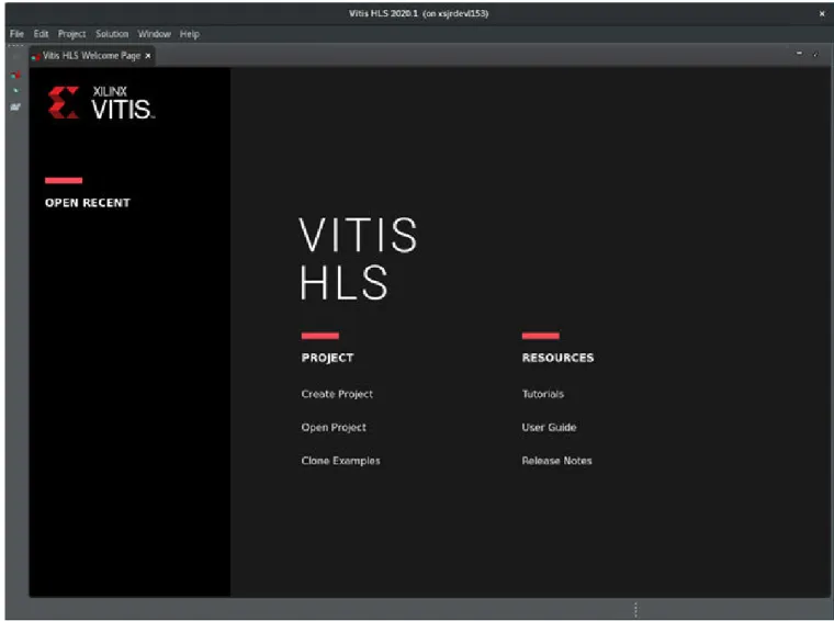 図 4: Vitis HLS の GUI の Welcome ページ