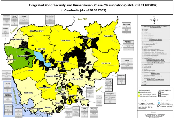 図 2-4：カンボジアの包括的食料保障および人道的局面分類（2007 年） 
