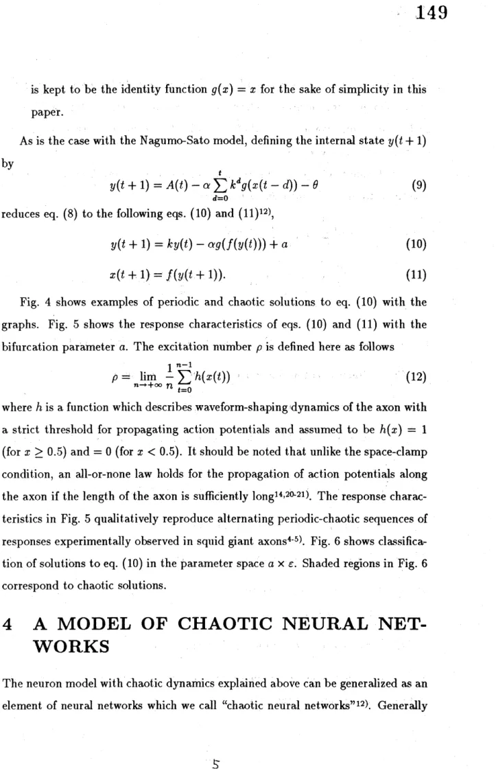 Fig. 4 shows examples of periodic and chaotic solutions to eq. (10) with the graphs. Fig