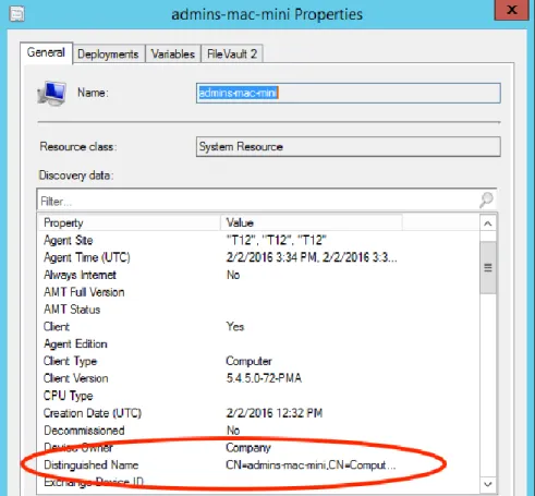 図   5 Active Directory  にバインドされた   Mac  の   Distinguished Name （識別名）