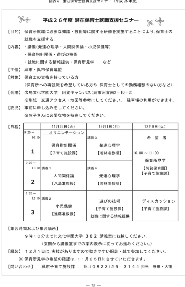 図表 6 潜在保育士就職支援セミナー（平成 26 年度）