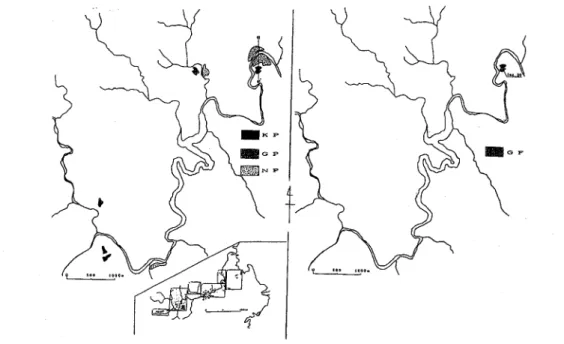 Fig. 3D. Geologic (right) and topographic (left) maps of the upper‑stream area.