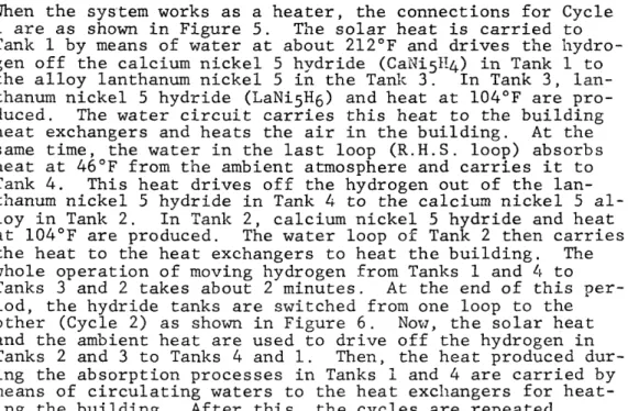 Figure  7 [ 1 1 ]   shows  one of the schemes proposed for e1ectric  power generation.  The system is  somewhat  simi1ar  to the one  proposed for heating and coo1ing.  However ，  ~it  consists of  only three  tanks  containing the same kind of hydriding s