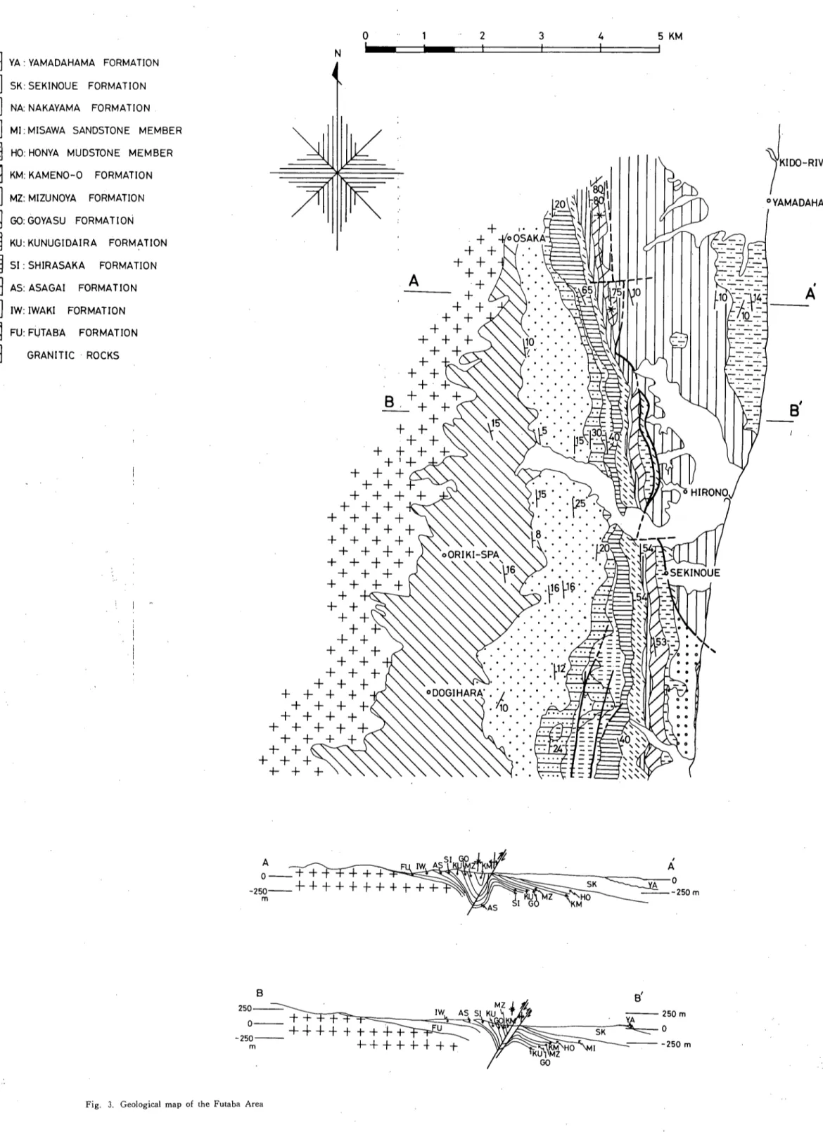 Fig. 3. Geological map of the Futaba Area