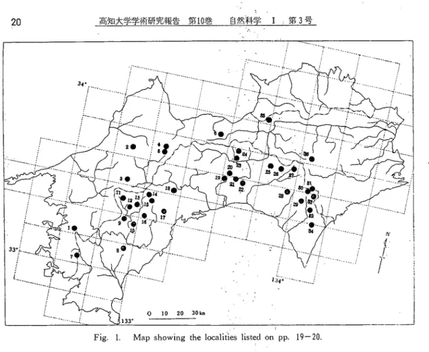 Fig. 1. Map showing the localities listed on ,t〕p.19‑20.