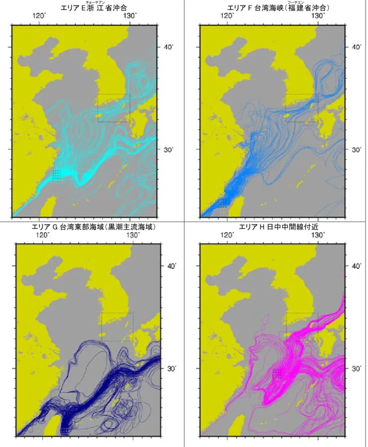 図 3.6-6(2)  漁業用フロートの投入エリア別漂流経路 