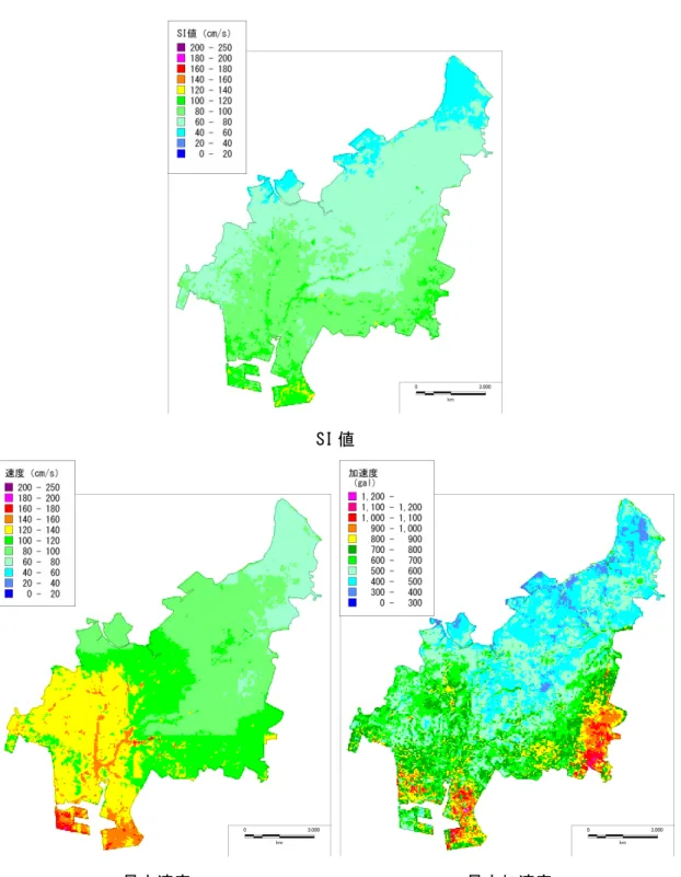 図 2.2-25 千葉県北西部直下地震 地表の地震動分布（50m メッシュ）