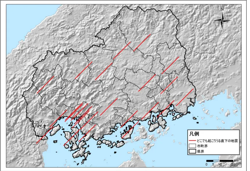 図 Ⅰ.4.1-3  想定地震位置図（どこでも起こりうる直下の地震） 